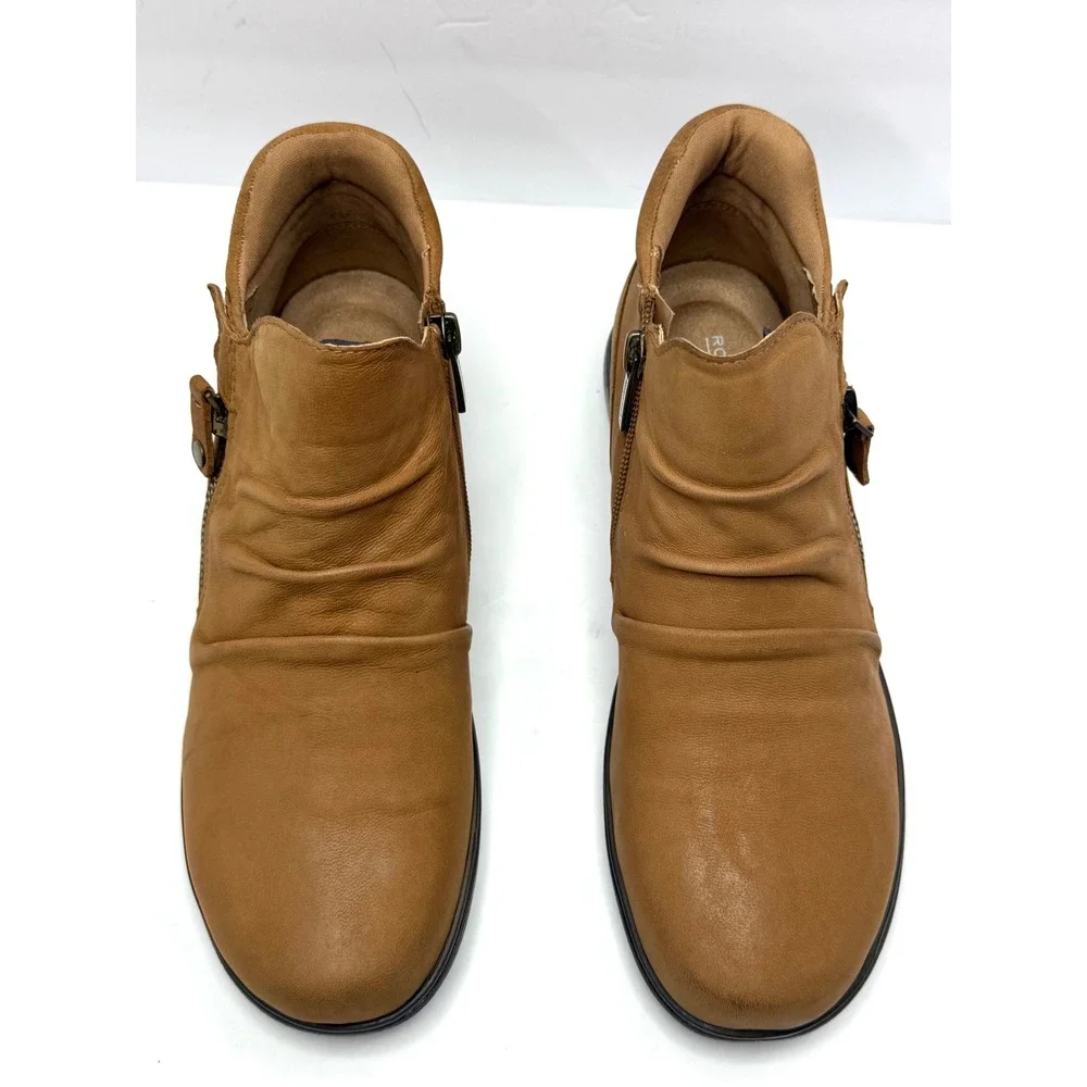 Rockport Women's Helen Leather Booties 7.5M Medium Natural NWT and BOX